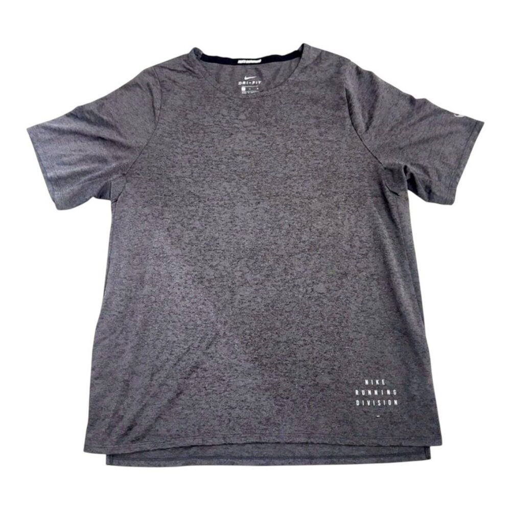 Nike Running Division Dri-FIT Men's Size Medium T-Shirt Charcoal Gray Reflective